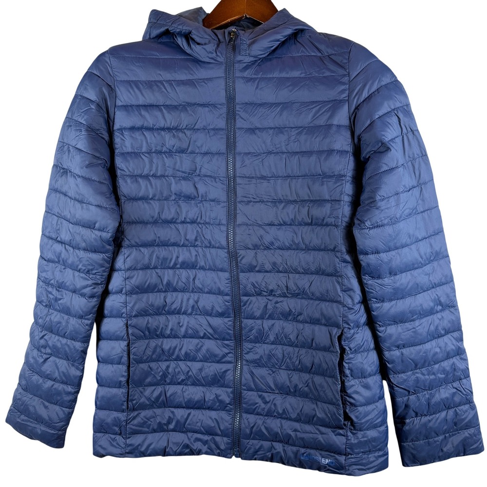 Lands End Youth UNISEX XXL 18-20 Navy Primaloft Packable Hooded Puffer Jacket